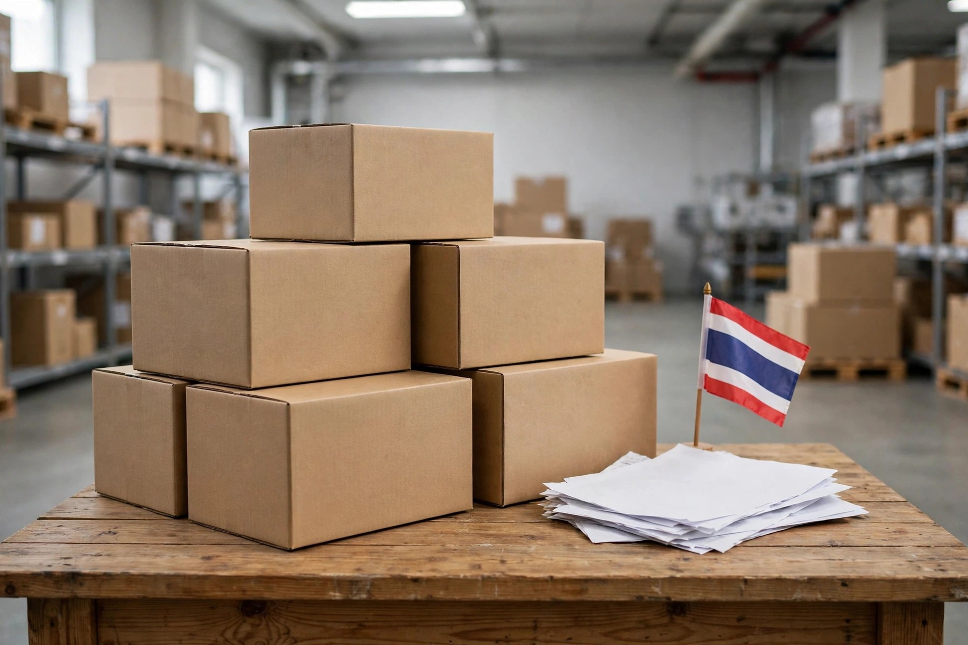 Thùng hàng và giấy tờ khai báo thủ tục hải quan đi Thái Lan