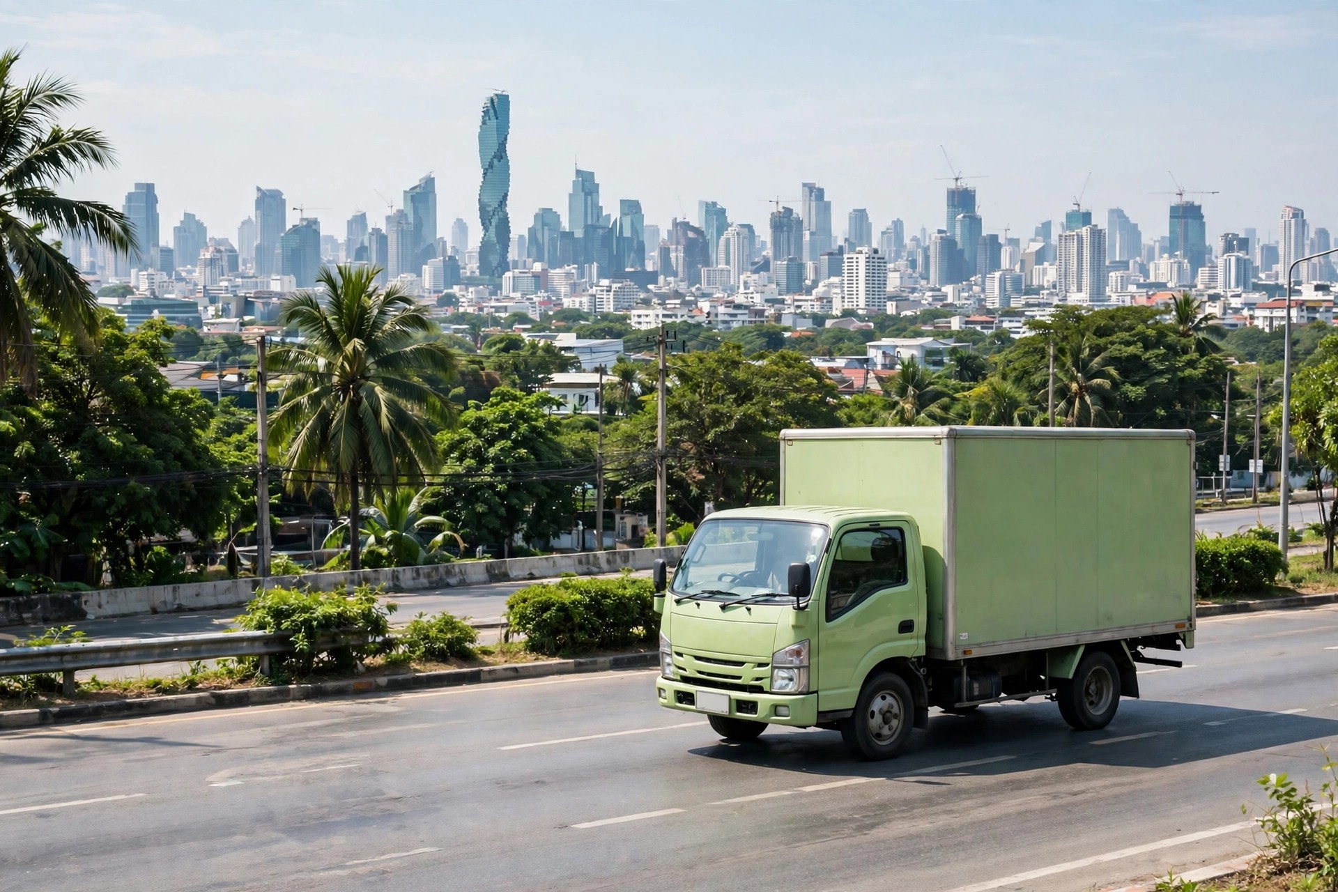 Xe tải chở hàng đi Thái Lan sau bước khai báo thủ tục hải quan