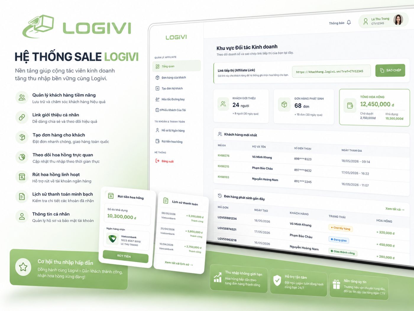 Dashboard dành cho Sale LOGIVI