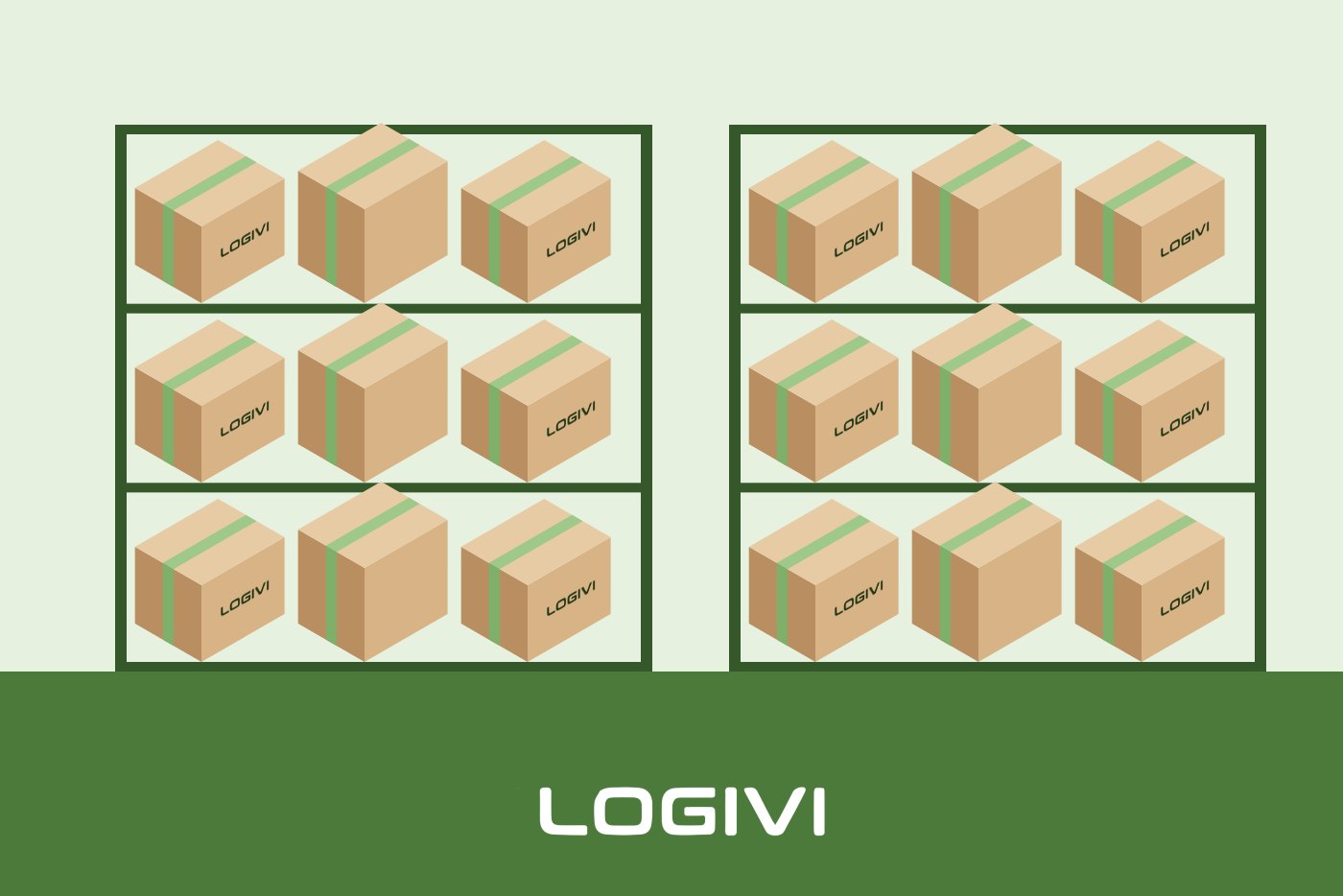 Kho hàng LOGIVI với kệ chứa kiện hàng